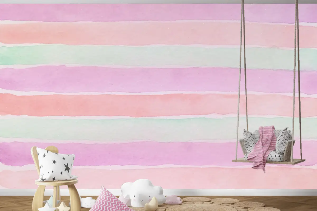 El Boyalı Suluboya Çocuk Odası Duvar Kağıdı 