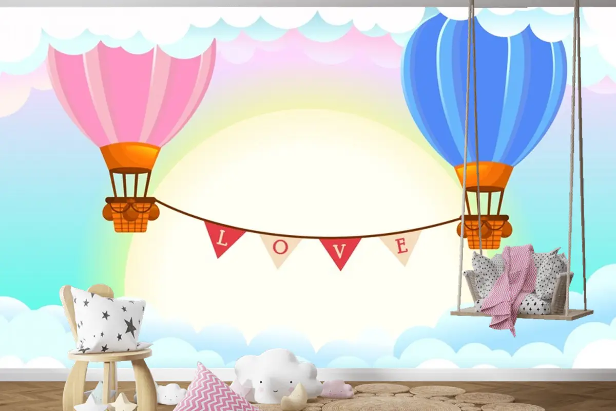 Sıcak Hava Balonu Çocuk Odası Duvar Kağıdı