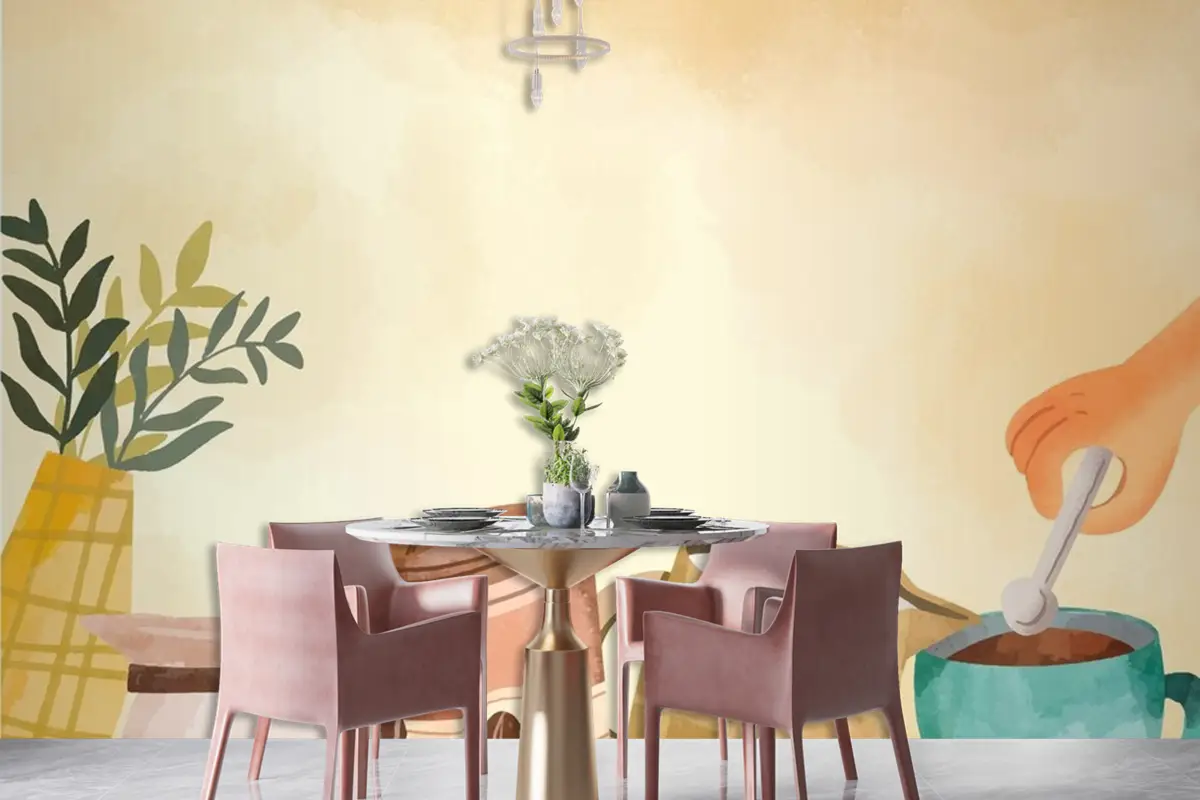 Kahve Günü Kutlamaları Için Suluboya Cafe Duvar Kağıdı