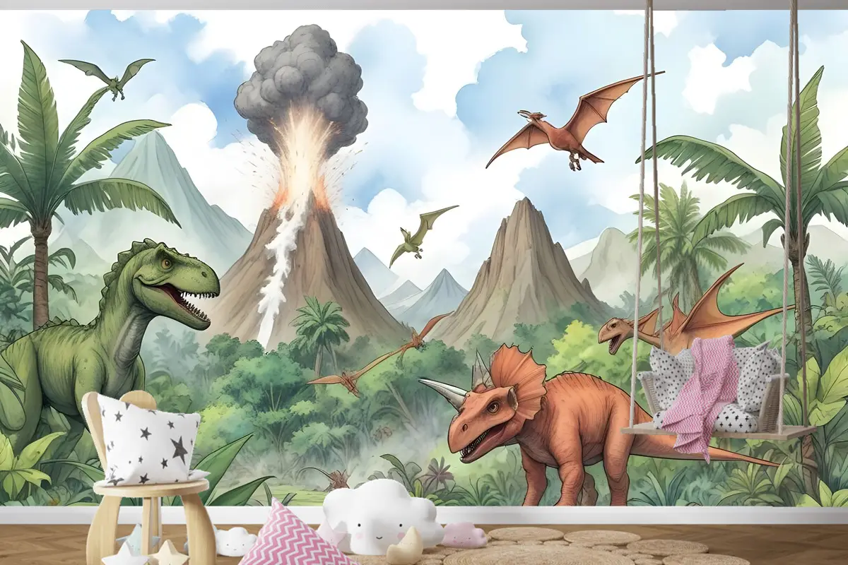 Trex Jurassic World Çocuk Odası Duvar Kağıdı  Ile Çocuk Dinozor