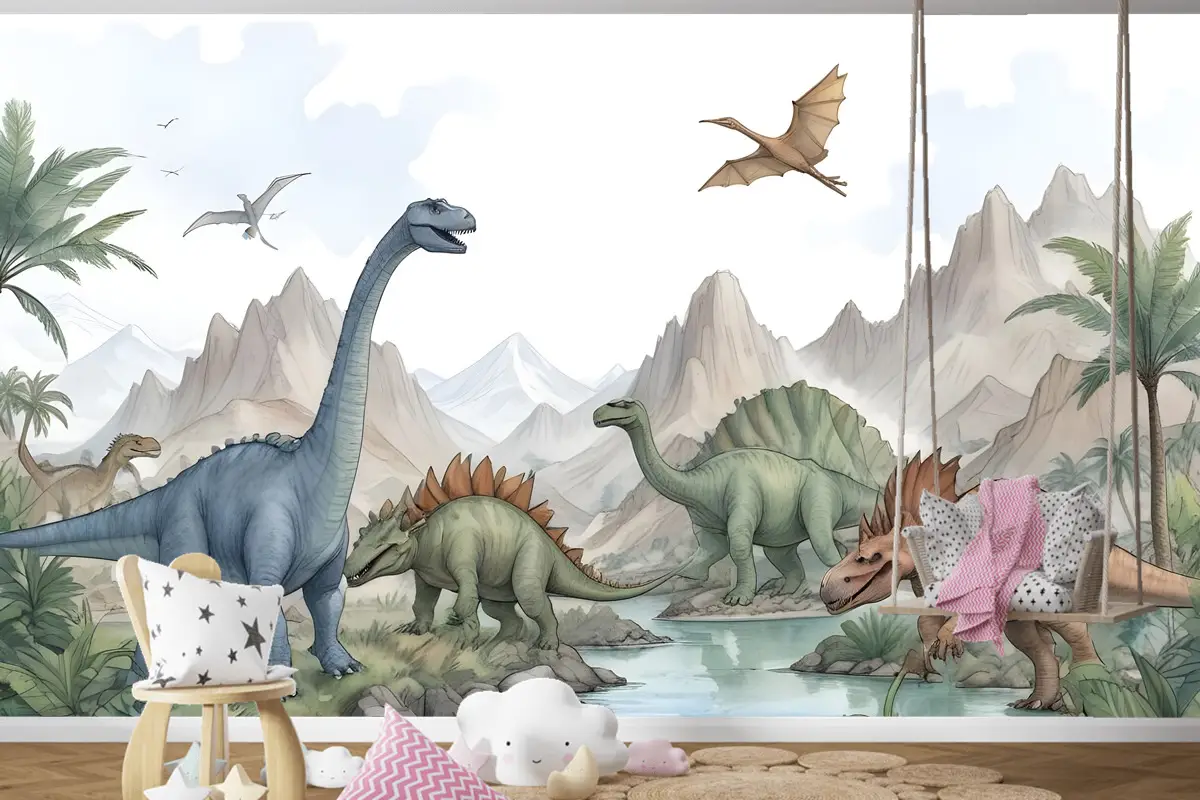 Kids Softs Dinozor Jurassic Dünya Çocuk Odası Duvar Kağıdı