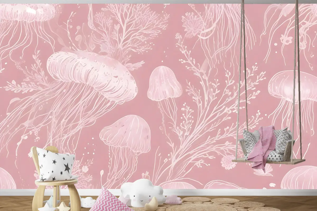 Çocuklar Sualtı Deniz Kızı Çocuk Odası Duvar Kağıdı