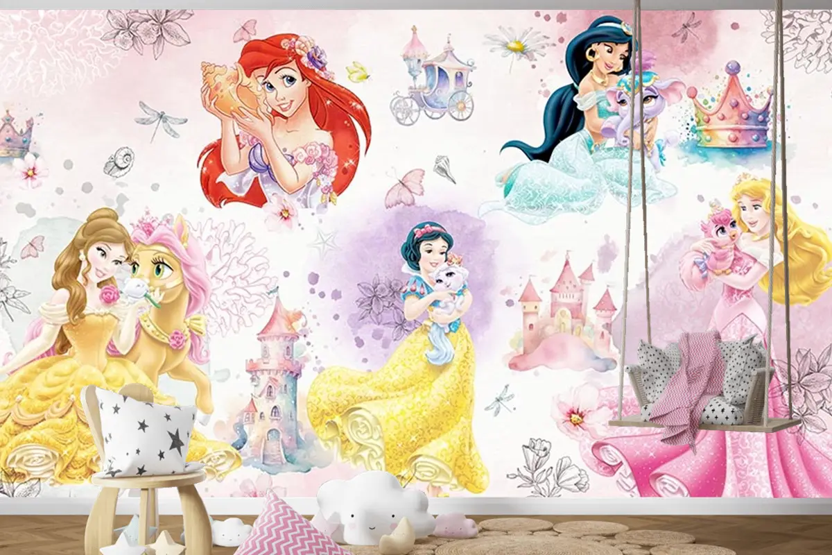 Çocuk Odası Duvar Kağıdı  Prensesler Çocuk Odası Duvar Kağıdı