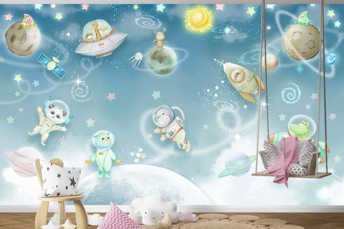 Kozmik Uzay Çocuk Odası Duvar Kağıdı