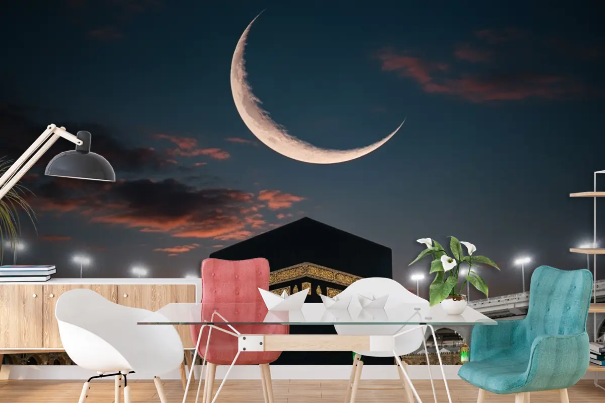 Mekke Kabe Gece Hilal Duvar Kağıdı