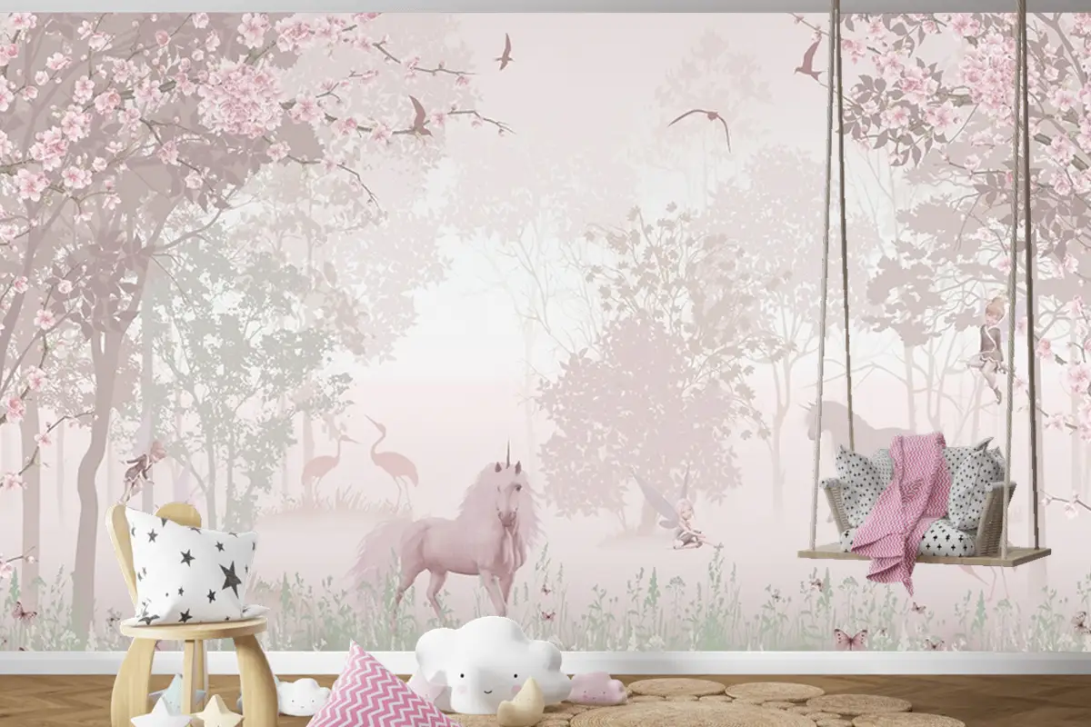 Peri Diyarı Atlar Masalsı Çocuk Odası Duvar Kağıdı