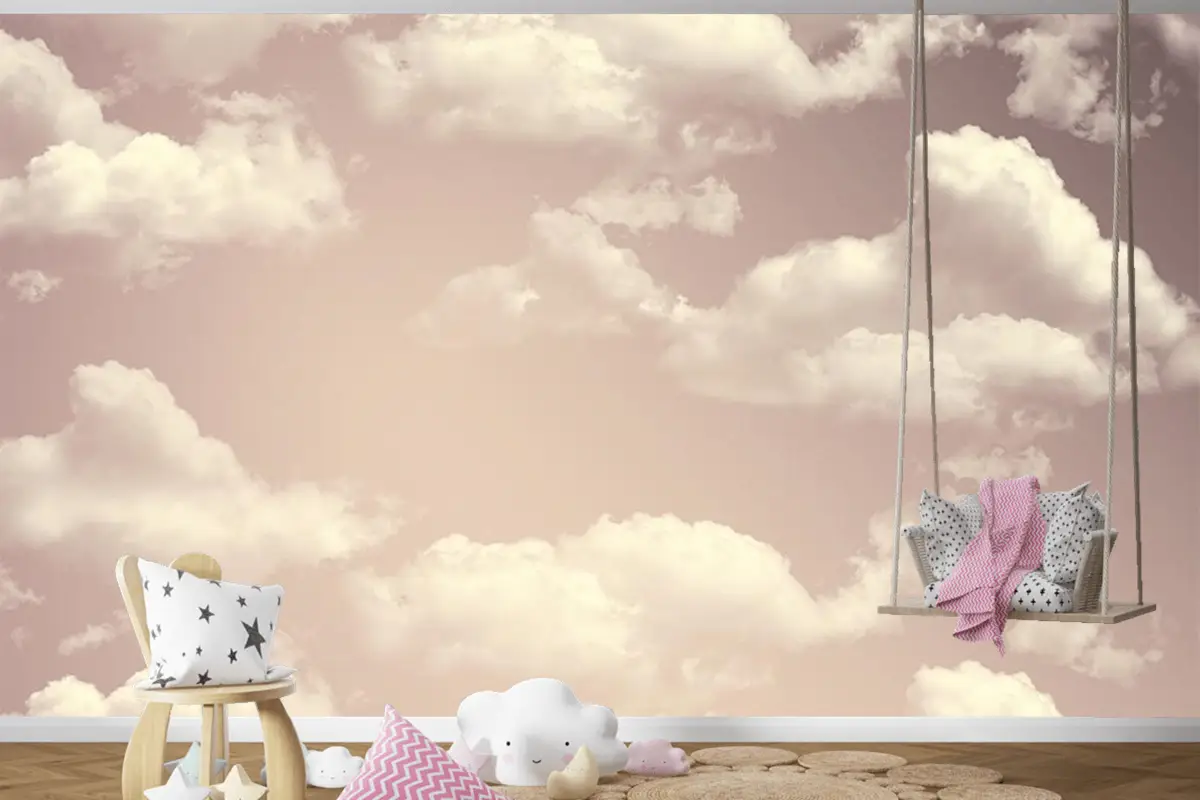 Renkli Bulutlar Çocuk Odası Duvar Kağıdı