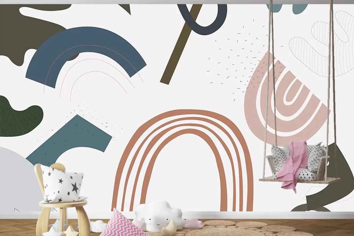 Renkli Gökkuşakları Çocuk Odası Uvar Kağıdı