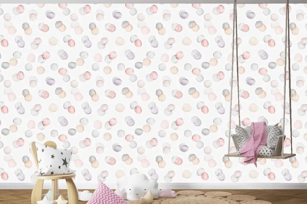 Renkli Puantiyeler Çocuk Odası Duvar Kağıdı