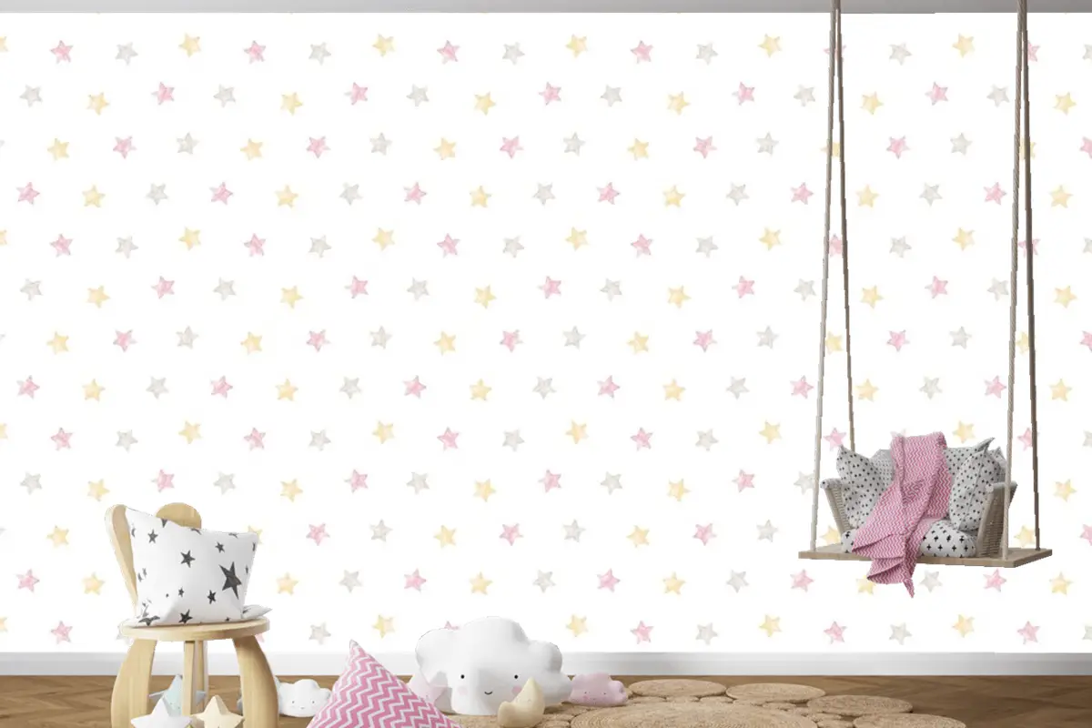 Renkli Yıldızlar Çocuk Odası Duvar Kağıdı