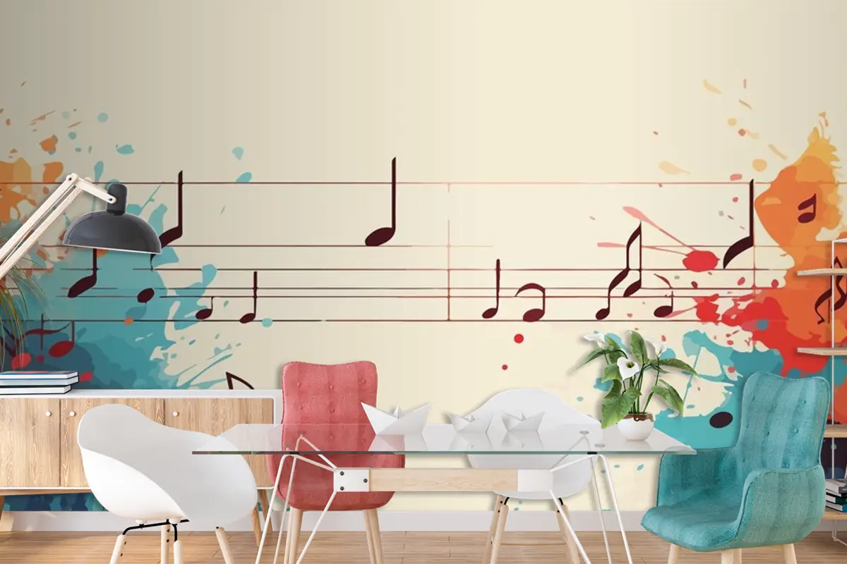 Runge Doku Ve Notalarla Vintage Müzik Duvar Kağıdı