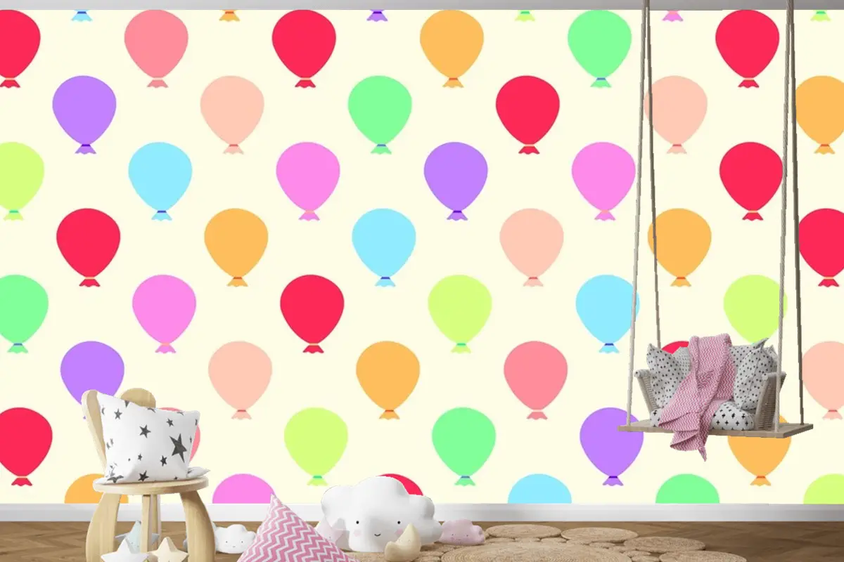 Kesintisiz Renkli Balonlar Desen Çocuk Odası Duvar Kağıdı