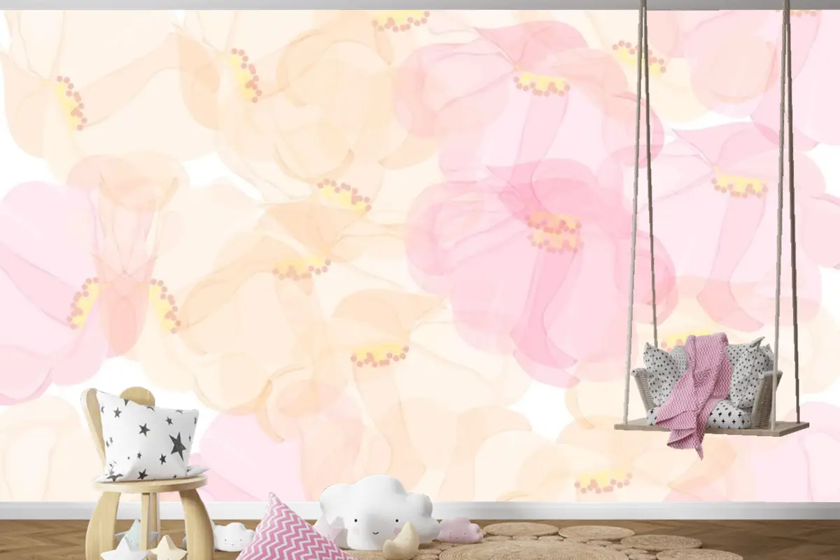 Dikişsiz Desen Çiçek Arka Plan Tasarımı Çocuk Odası Duvar Kağıdı