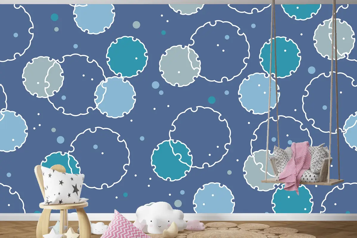 Japon Vintage Kar Grafik Sembolleri Ile Kusursuz Desen Çocuk Odası Duvar Kağıdı