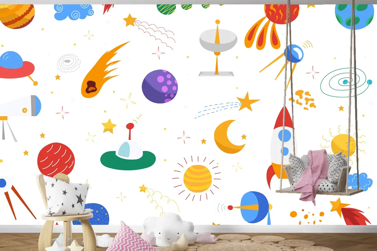 Kesintisiz Alan Arka Plan Düz Tasarım Yalıtılmış Çocuk Odası Duvar Kağıdı