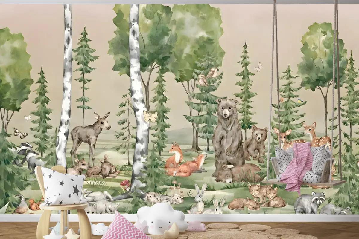 Sevimli Dostlar Çocuk Odası Duvar Kağıdı