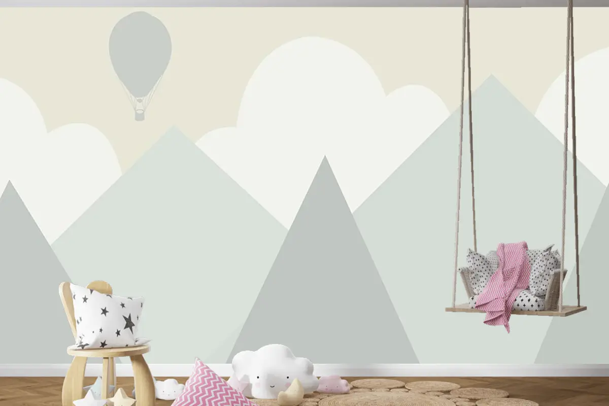 Soft Renk Dağlar Çocuk Odası Duvar Kağıdı