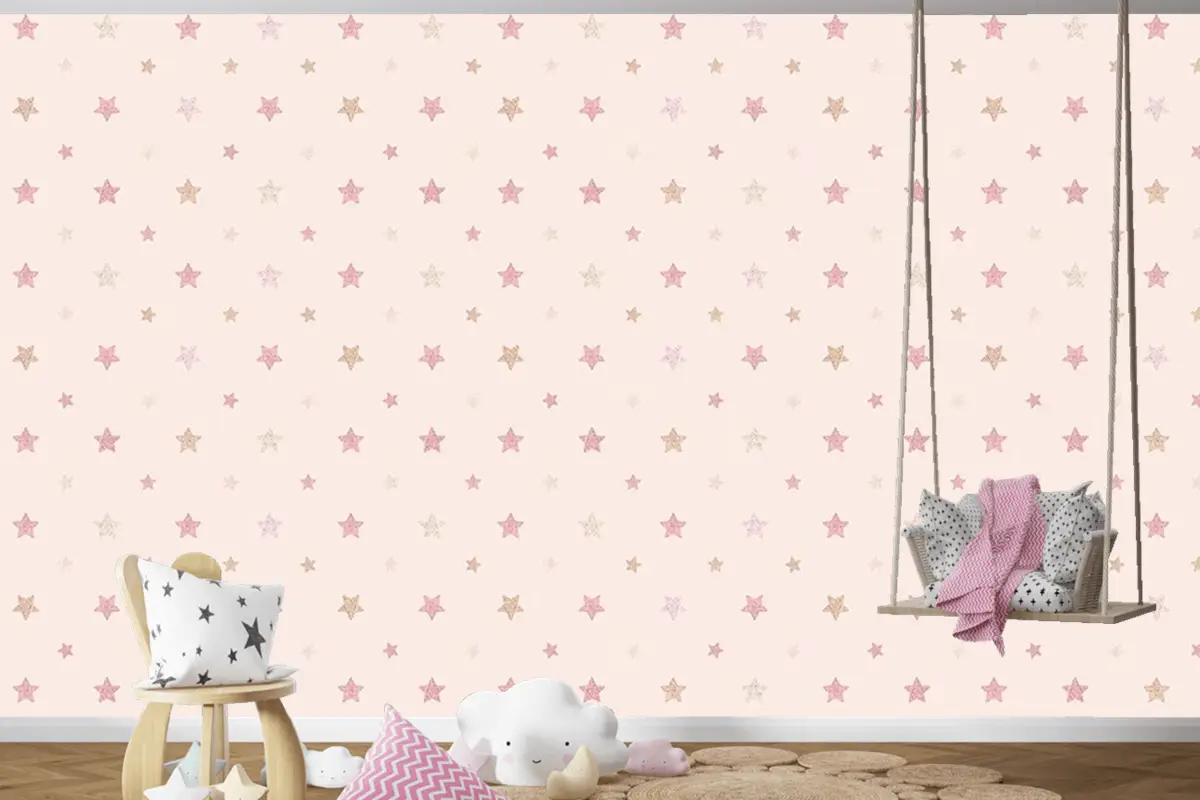 Soft Renk Yıldızlar Çocuk Odası Duvar Kağıdı