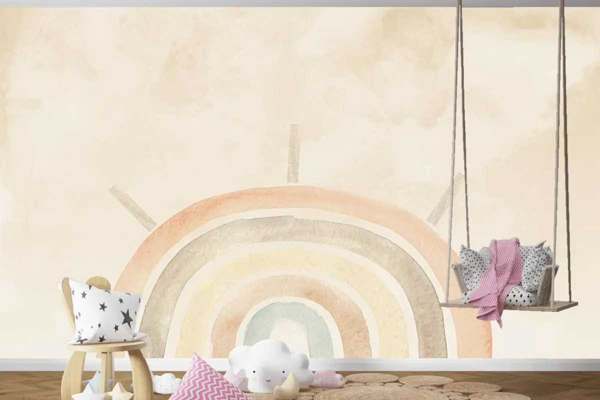 Soft Renkler Gökkuşağı Çocuk Odası Duvar Kağıdı
