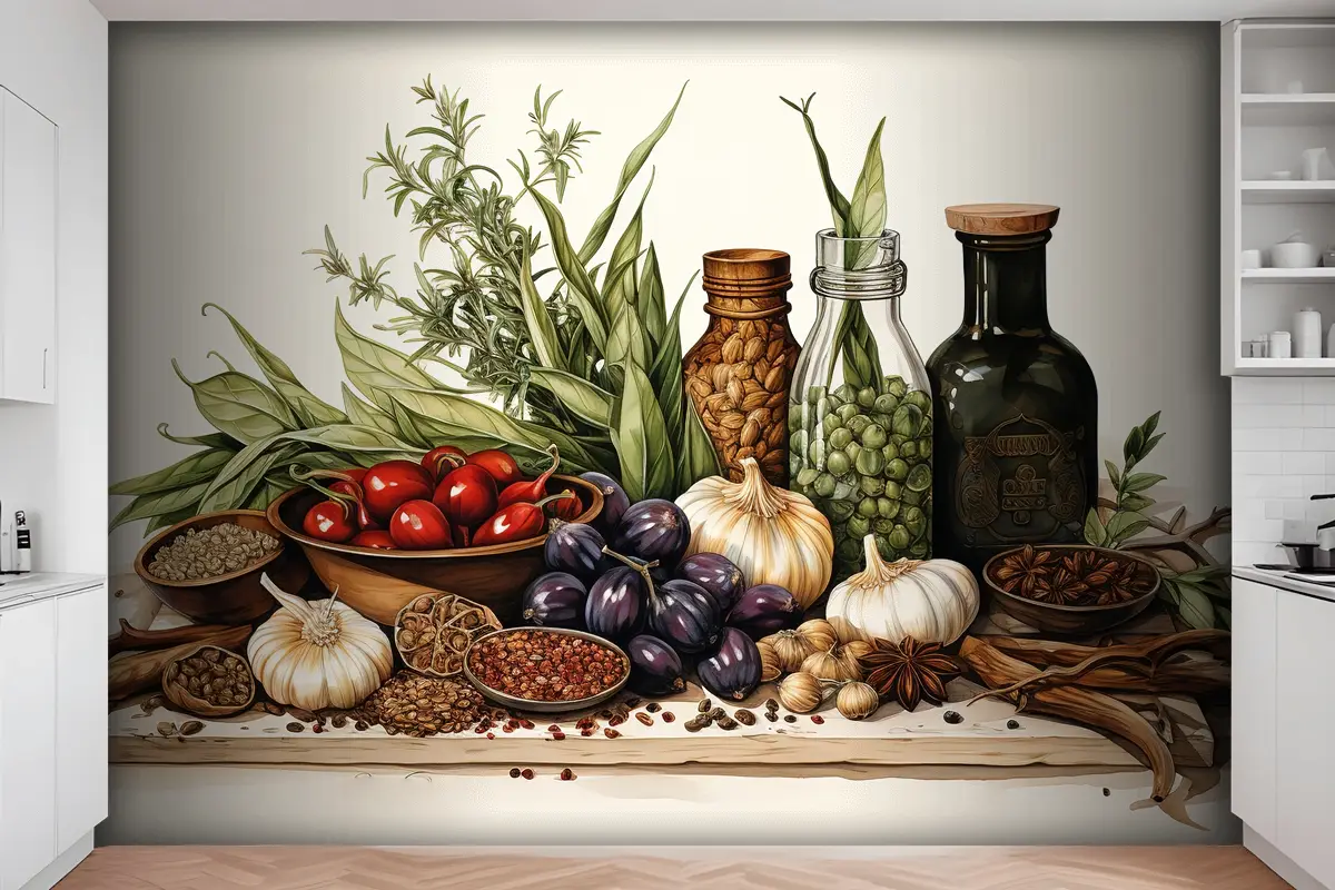 Masada Baharatlar Ve Otlar Masada Yemek Ve Mutfak Malzemeleri Duvar Kağıdı