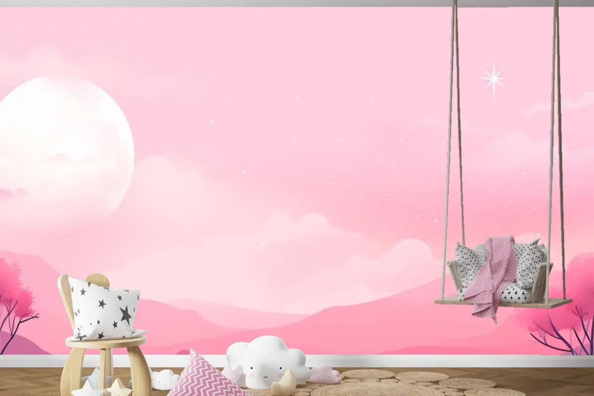 Ay Gökyüzünde Çocuk Odası Duvar Kağıdı