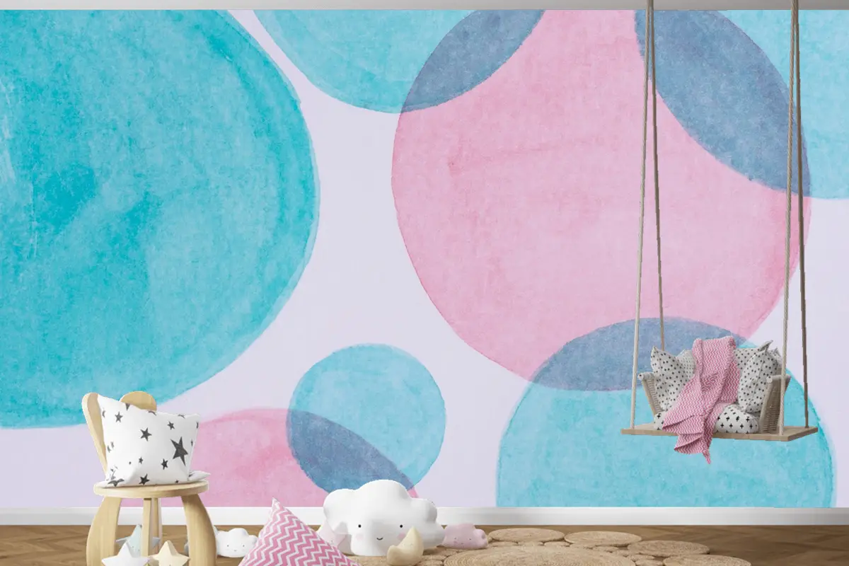 Üstten Görünüm Kağıt Çocuk Odası Duvar Kağıdı Duvar Üzerine Suluboya Boya