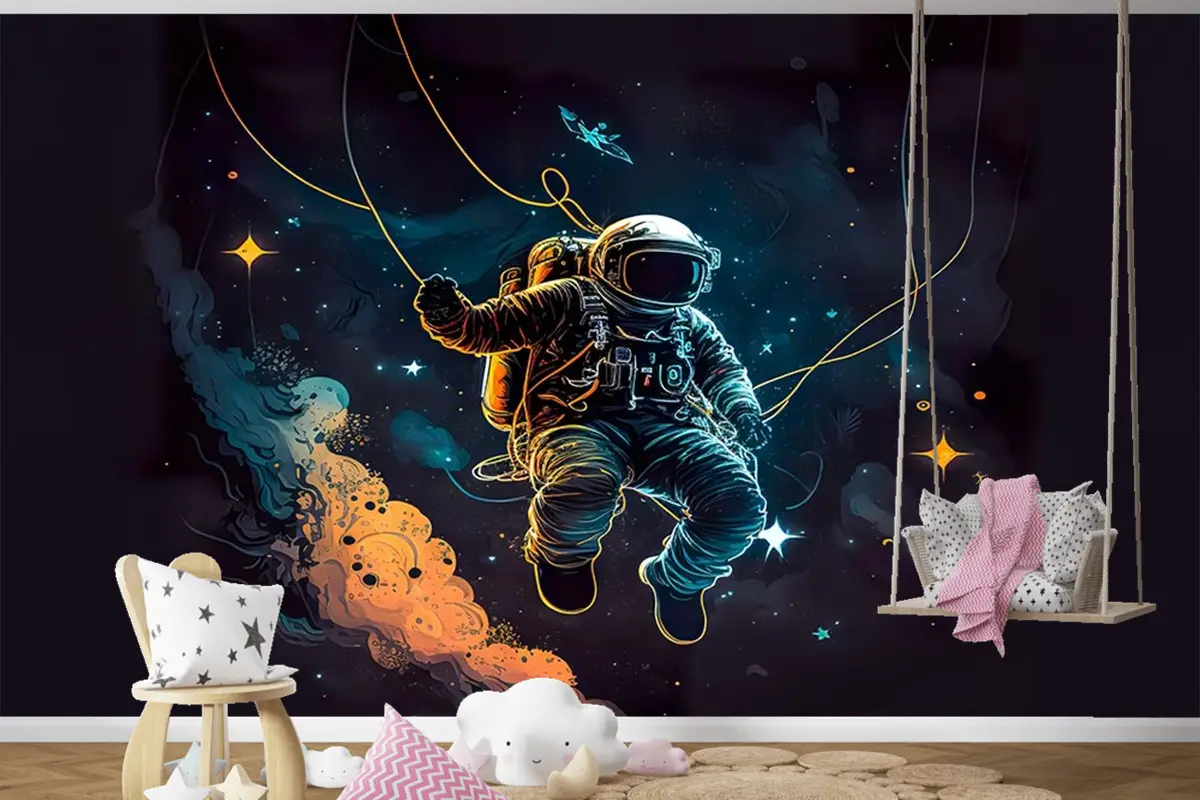 Uzay Astronot Çocuk Odası Duvar Kağıdı