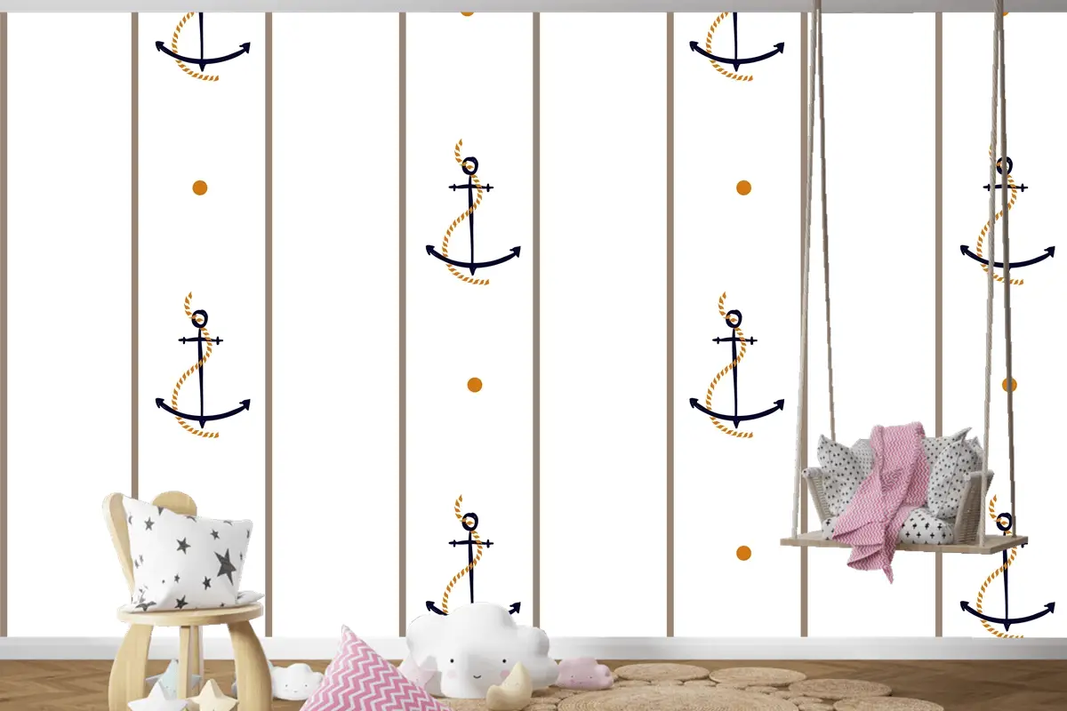 Vektör Kesintisiz Retro Desen Çocuk Odası Duvar Kağıdı