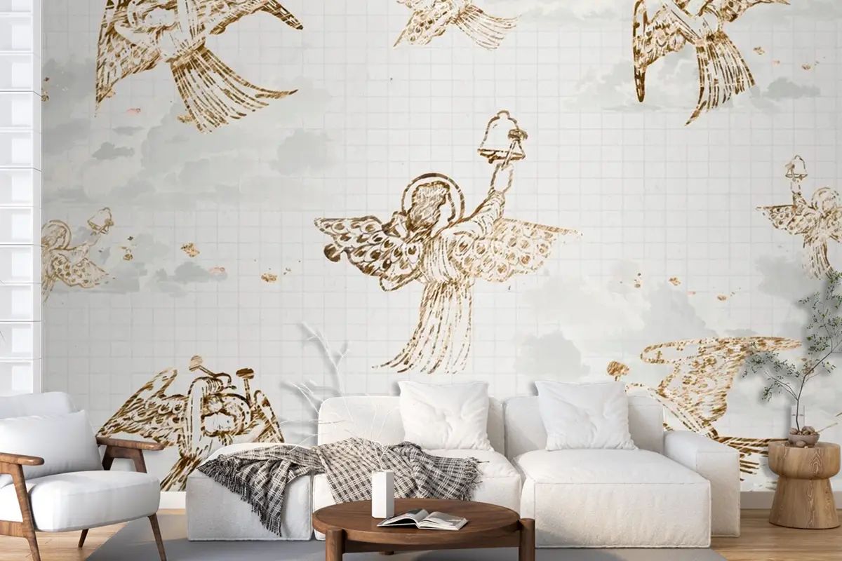 Vintage Melek Desen Arka Plan Duvar Kağıdı 