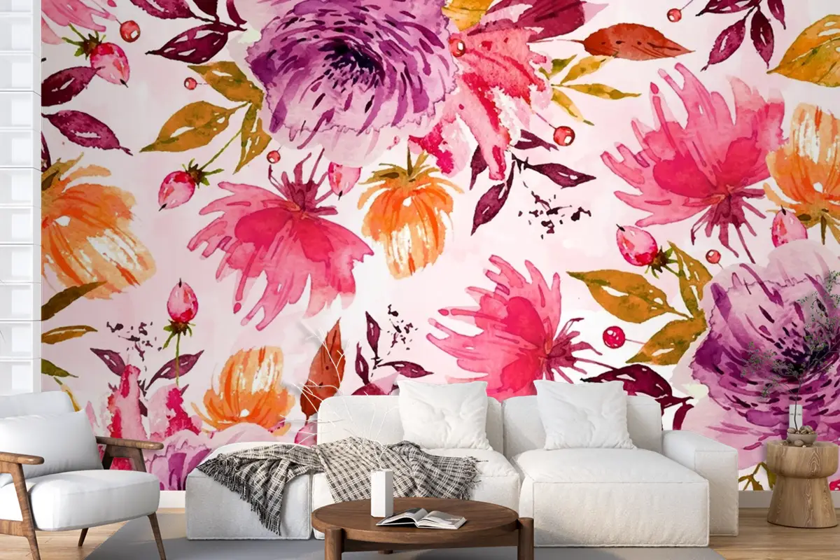 Yumuşak Suluboyalar Ile Menekşe Çiçek Arka Plan Duvar Kağıdı