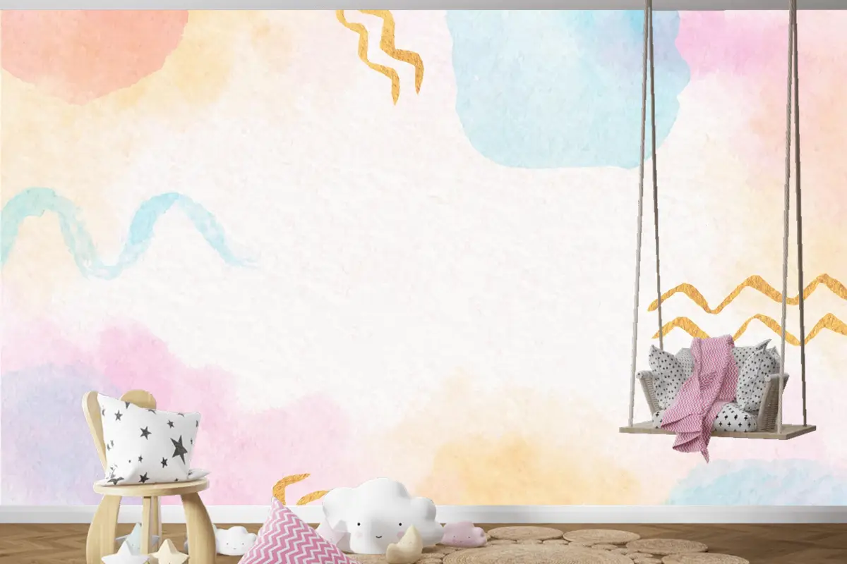 Suluboya Soyut Arka Plan Çocuk Odası Duvar Kağıdı