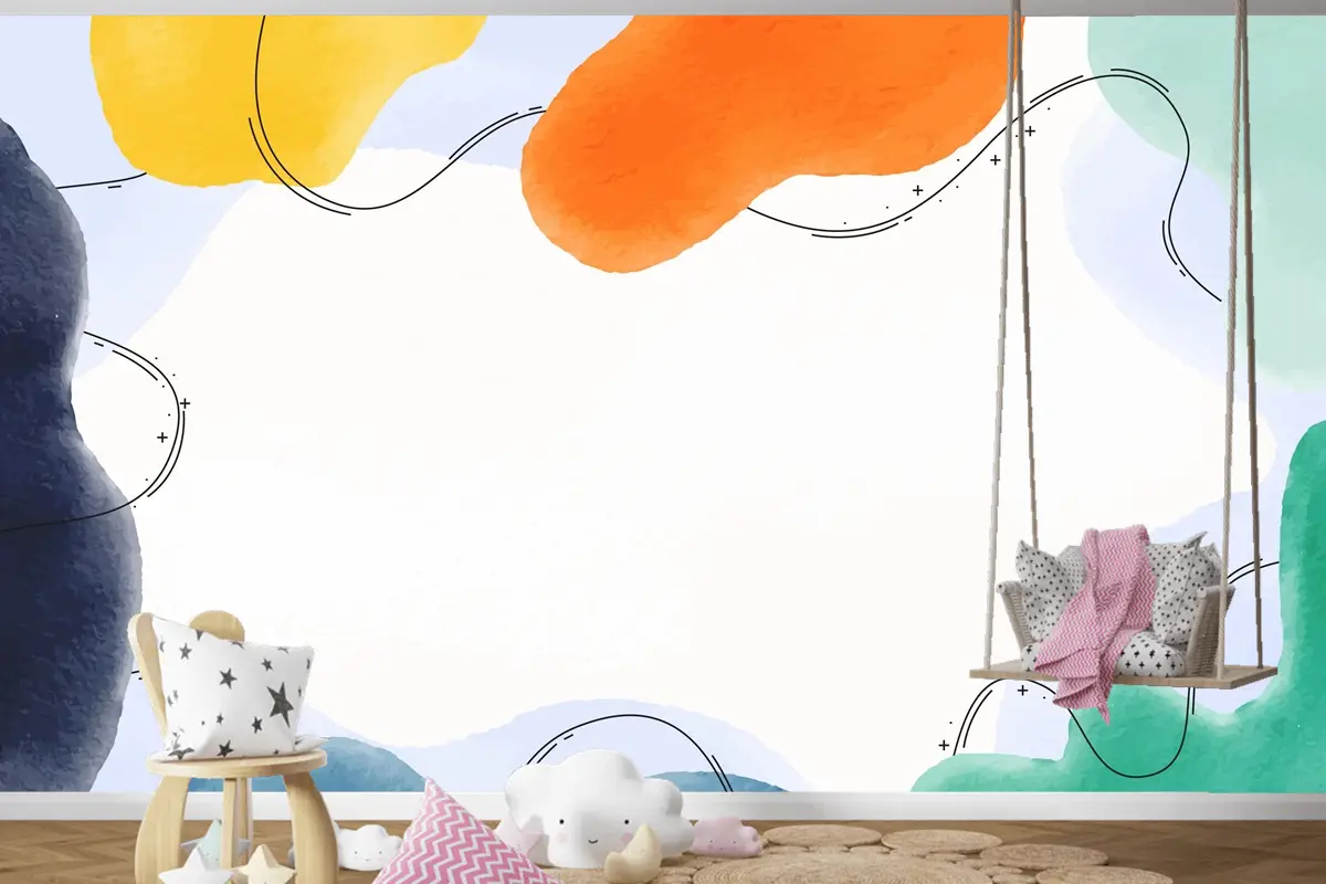 Suluboya Soyut Arka Plan Çocuk Odası Duvar Kağıdı 