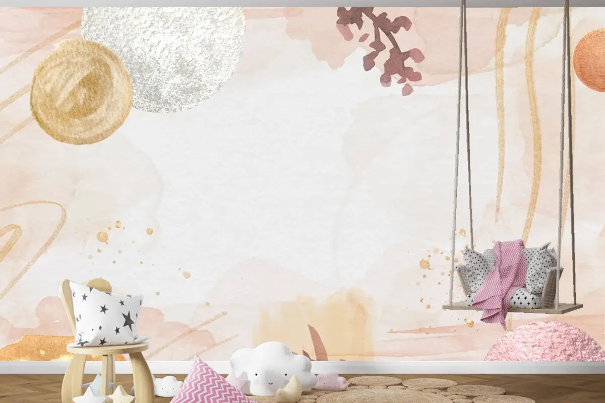 Suluboya Soyut Arka Plan Çocuk Odası Duvar Kağıdı 