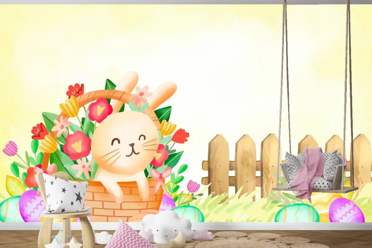 Paskalya Kutlaması Çocuk Odası Duvar Kağıdı  Için Suluboya Arka Plan