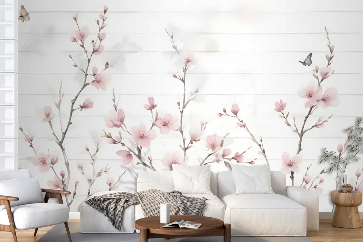 Suluboya Kiraz Çiçeği Duvar Kağıdı 