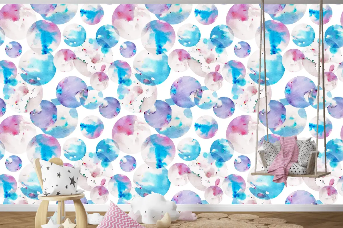 Suluboya Noktalı Desen Çocuk Odası Duvar Kağıdı 