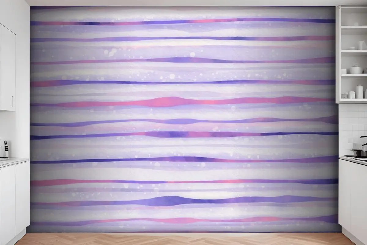 Suluboya Mor Çizgili Arka Plan Mutfak Duvar Kağıdı