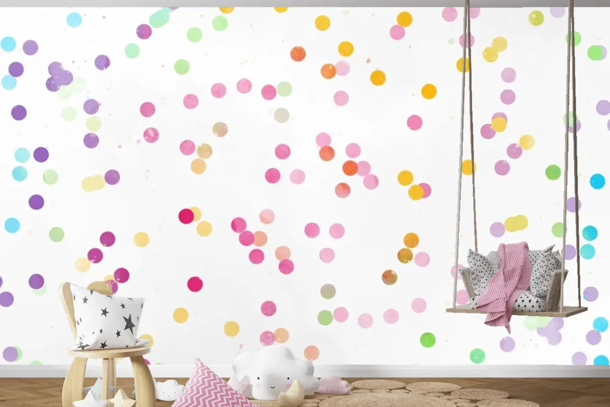 Suluboya Gökkuşağı Arka Plan Çocuk Odası Duvar Kağıdı 