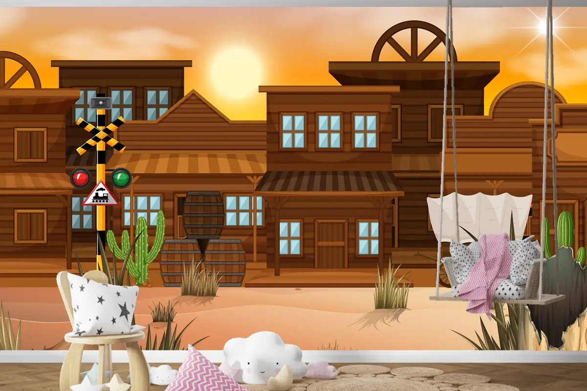 Doğada Batı Çölü Temalı Sahne Çocuk Odası Duvar Kağıdı