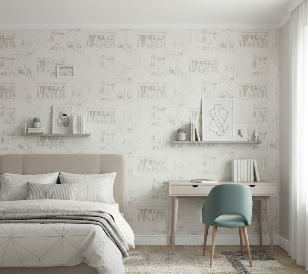 Eskitme Anıt Tasarım Krem Bej Duvar Kağıdı 112038