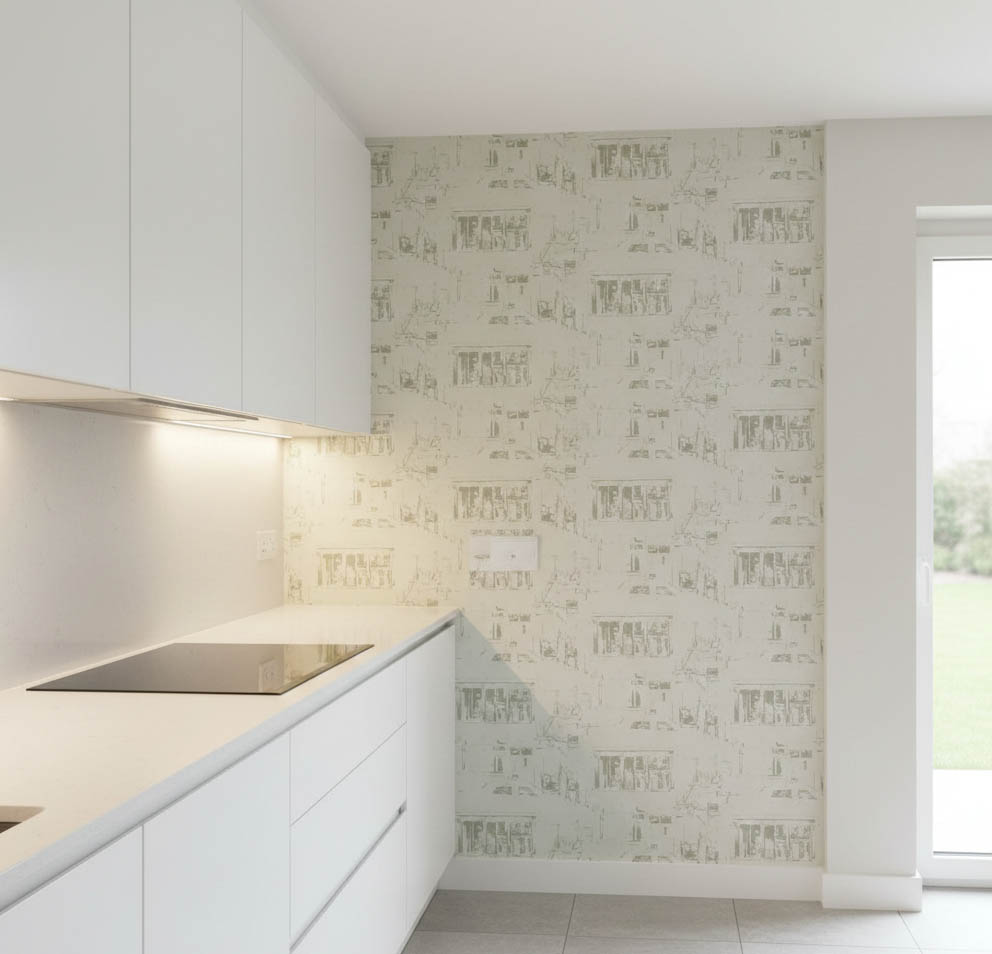 Eskitme Anıt Tasarım Krem Bej Duvar Kağıdı 112038