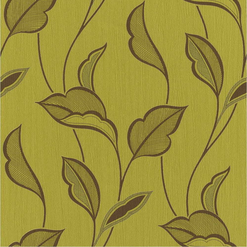 Fıstık Yeşili Yaprak Desen Ucuz Duvar Kağıdı 763546