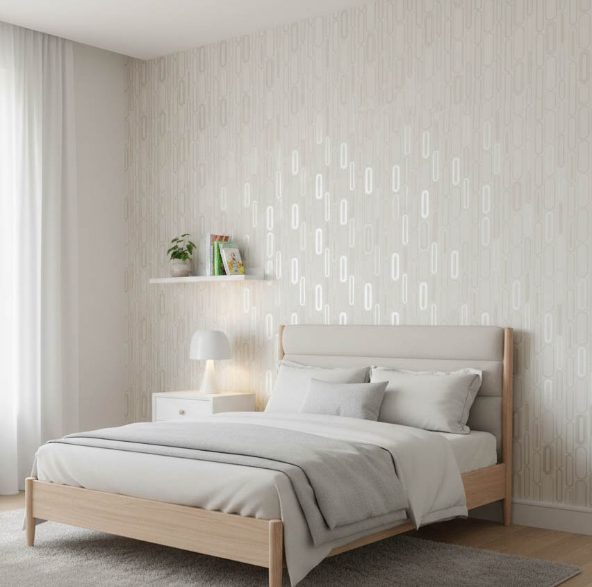 Geometrik Desen Kırık Beyaz  Duvar Kağıdı 111018