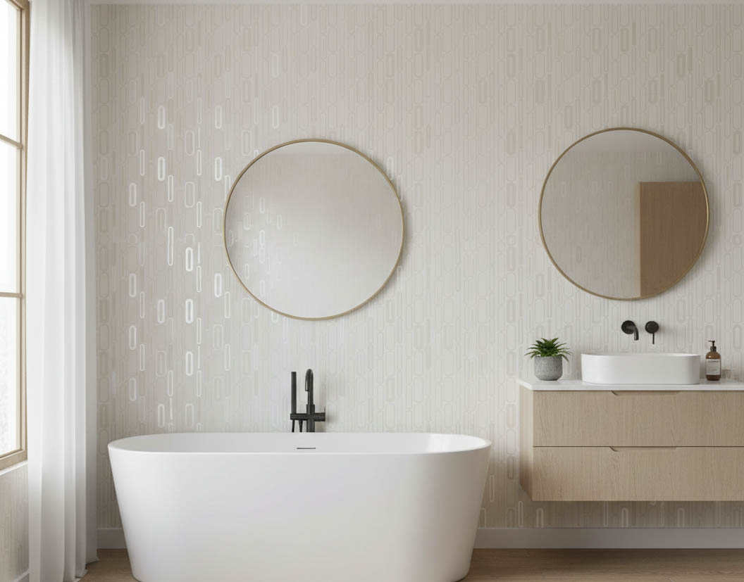 Geometrik Desen Kırık Beyaz  Duvar Kağıdı 111018