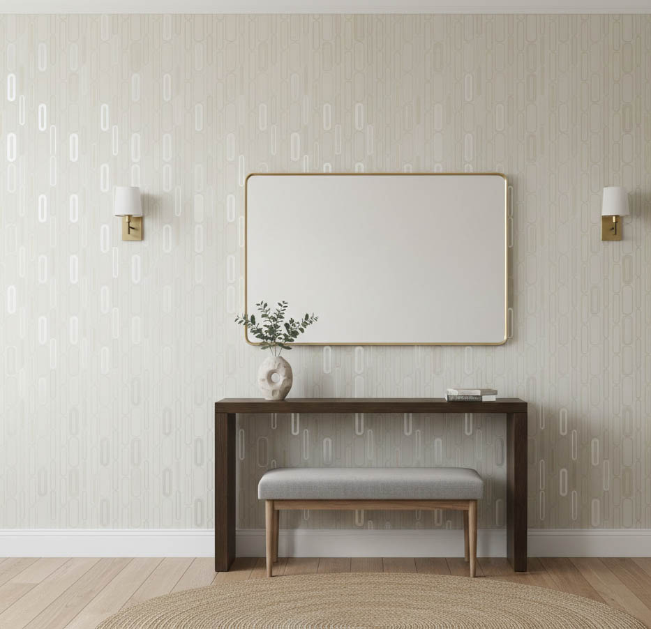 Geometrik Desen Kırık Beyaz  Duvar Kağıdı 111018