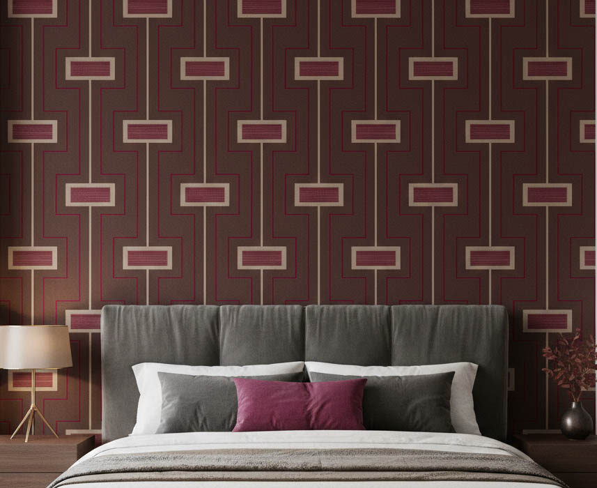 Geometrik Kare Desen Ucuz Duvar Kağıdı 758009