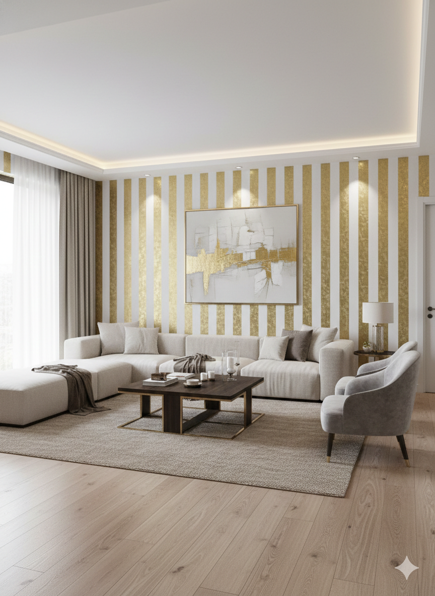 Gold Çizgili Duvar Kağıdı 12411