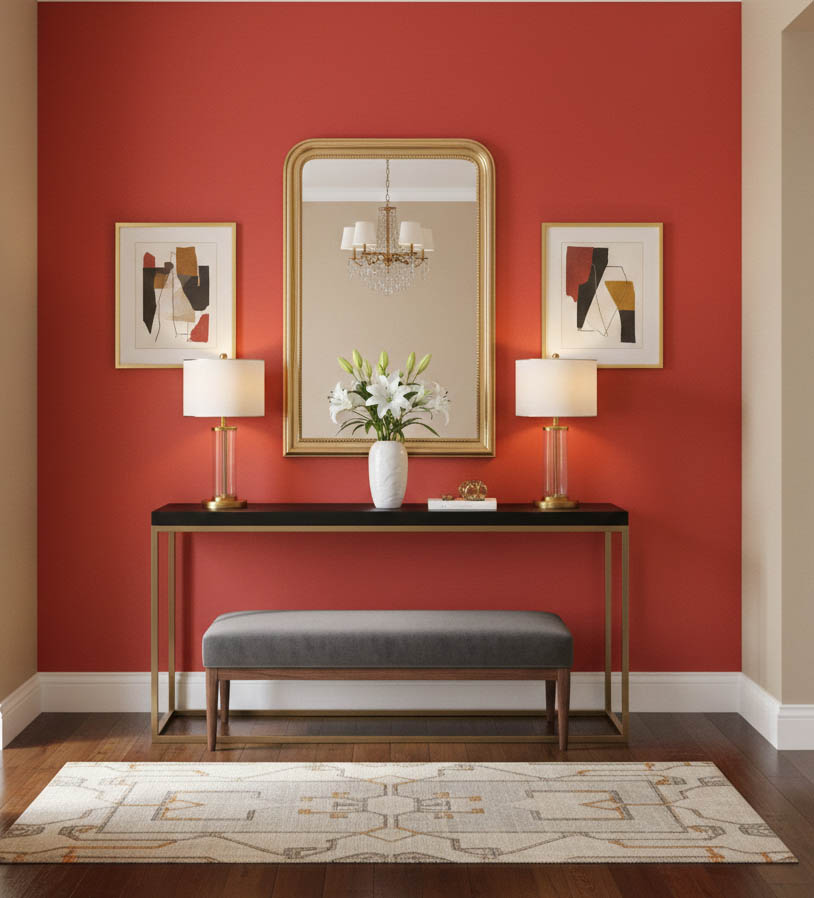 Golden Kırmızı Düz Desenli 17962 Duvar Kağıdı 5 M2