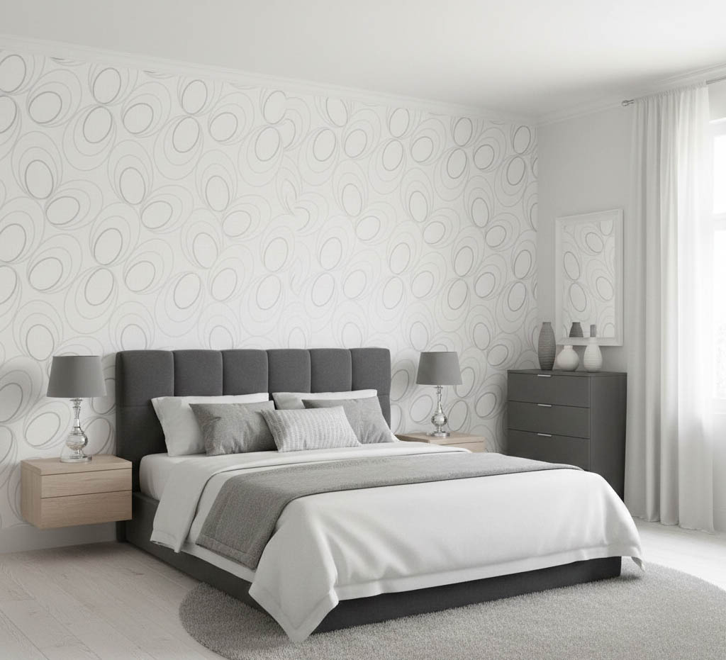 Gri Beyaz Desenli Ucuz Duvar Kağıdı 53613