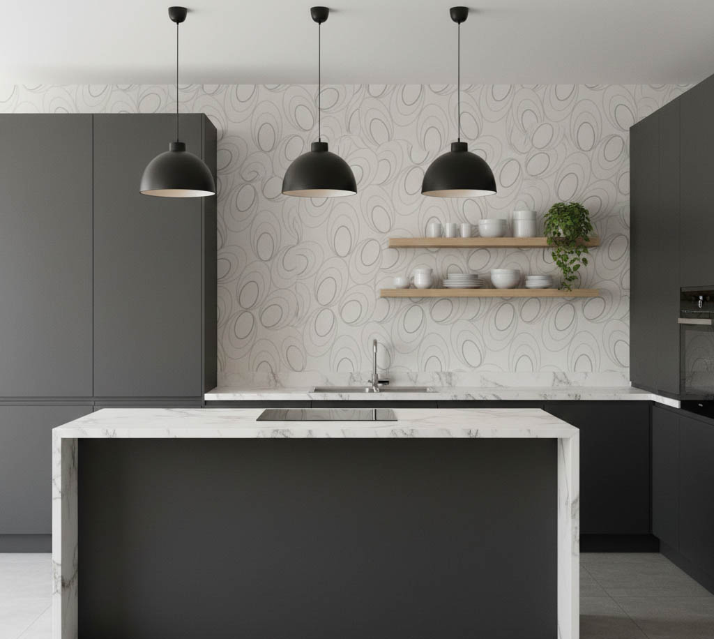 Gri Beyaz Desenli Ucuz Duvar Kağıdı 53613